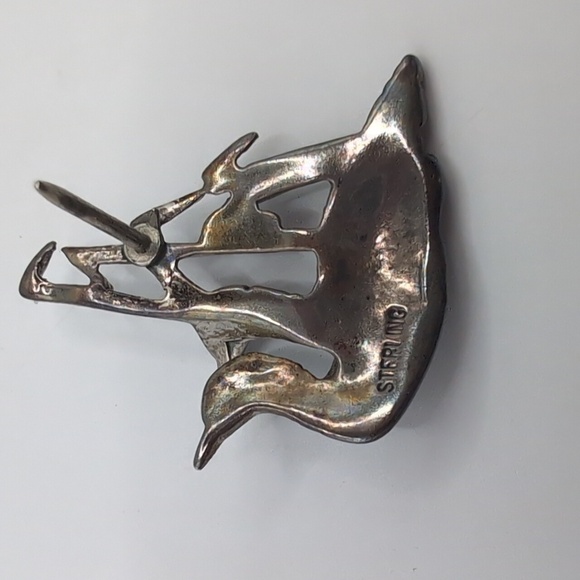 Vintage Sterling Silver Lapel Pin Brooch - Ducks Swimming In Grasses - Picture 2 of 4